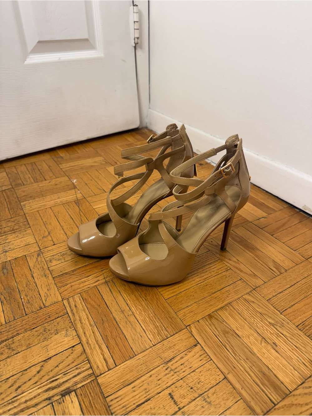 Michael Kors Nude Patent Strappy High Heel Sandals